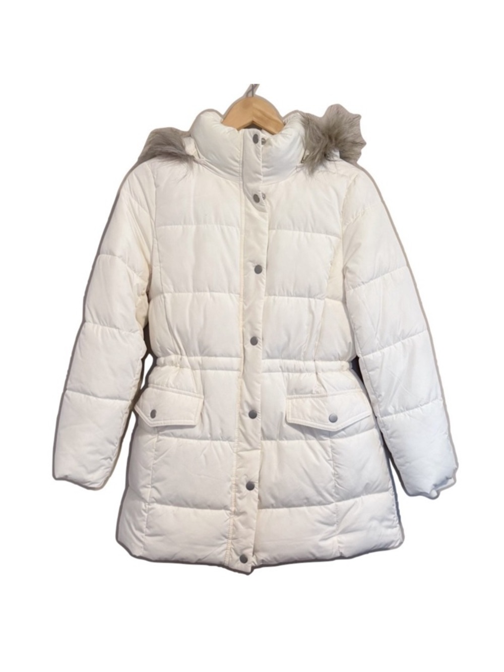 Talbots White Puffer Winter Coat SP Small Petite